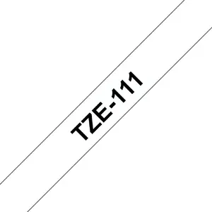 Brother TZE-111 Label Tape, 6mm x 8m, Black on Transparent