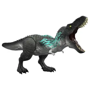 JURASSIC PARK Muscle Madness Tyrannosaurus Rex Action Figure T-Rex with Grow Feature and Roar, Black, Blue, Plastic