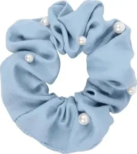 Donegal Scrunchie Hair Tie Denim with Pearls FA-5874