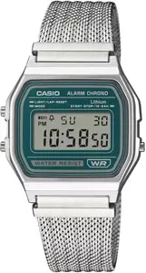 Casio A158WEM-3EF digitālais rokas pulkstenis ar nerūsējošā tērauda aproci