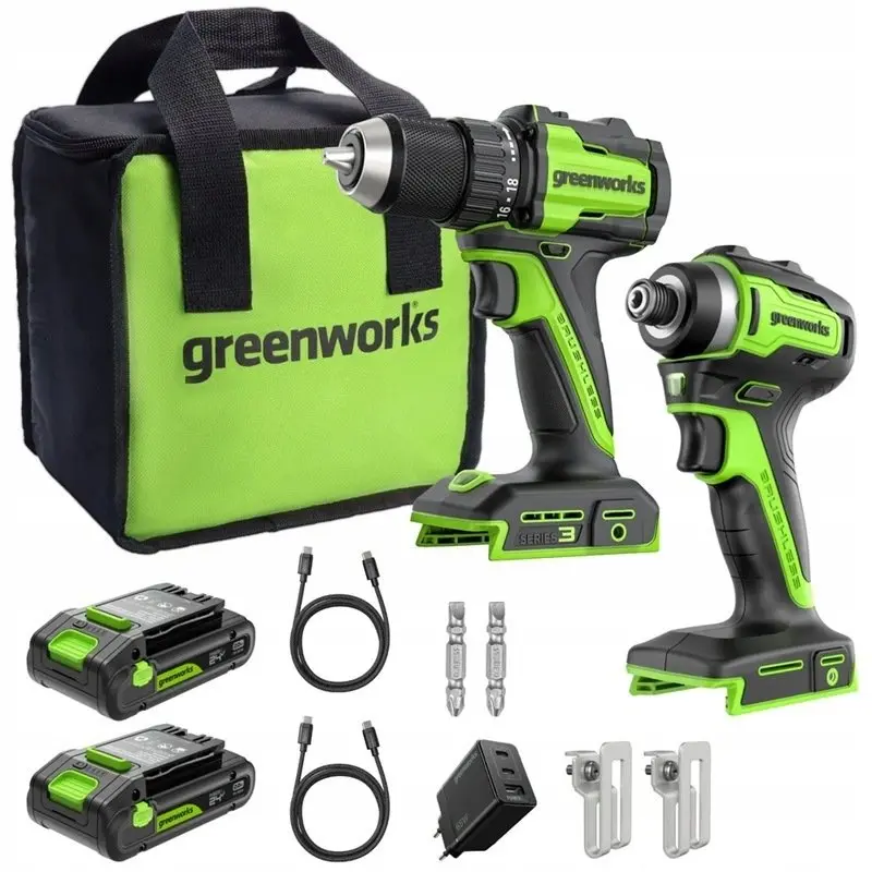 Greenworks 24V elektroinstrumentu komplekts CK321 ar