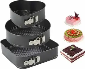 Aptel AG670A Metal Cake Baking Tins, 3-Piece Set, Black
