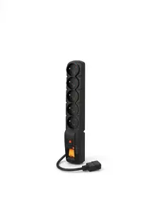 Сетевой фильтр PREMIUMCORD Acar F5 IEC, 5 розеток, кабель 3 м, 10А, черный