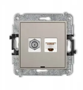Karlik MINI F-type SAT antenna and RJ45 Cat 5e computer socket mechanism, taupe