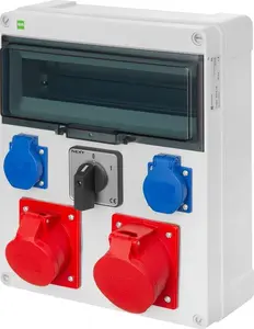 NASIELSK RS 6242-00 Surface-Mounted Construction Distribution Board 8-Module with 2x2P+Z and 2x3P+N+Z 32A Sockets