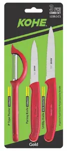 WMF KOHE Knife Set with Peeler, 3-Piece, Assorted Colors