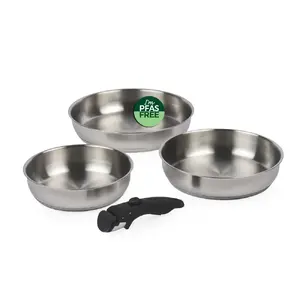 Russell Hobbs RH04033 Stainless Steel 4-Piece Smart Clip Fry Pan Set