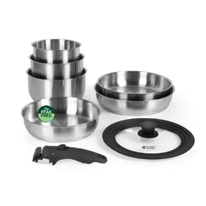 Russell Hobbs RH04041 8-Piece Stainless Steel Cookware Set with Smart Clip System