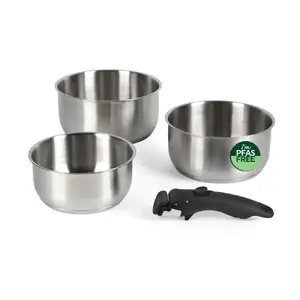 Russell Hobbs RH04034 4-Piece Stainless Steel Smart Clip Saucepan Set