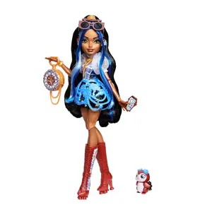 Monster High Robecca Steam modes lelle ar zilu blūzi un raķešu zābakiem JMB81