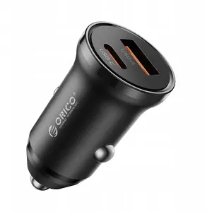 ORICO PM-65-1A1C-BK-EP Car Charger, 65W, USB-C and USB-A, Aluminum