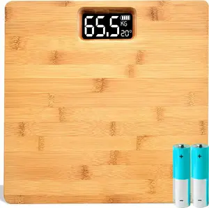Retoo E730 Electronic Bathroom Scale with Bamboo Platform and LED Display, 180kg Capacity