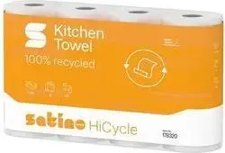 Satino by Wepa HiCycle virtuves papīra dvielis, 3 slāņi, koši balts otrreizēji pārstrādāts papīrs ar trīsstūrveida reljefu