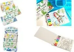 WEDO Bunte Welt Coloring Book Set with Paints and Brushes, 12-Piece Display, Assorted Motifs