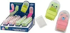WEDO Clean Animal Plastic Eraser Set, Frog and Bear Design, 24-Piece Display with Integrated Debris Roller
