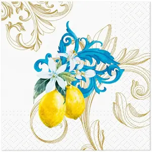 Paw Decor Collection Baroque Lemon Sicilian Bloom Napkins 25x25cm