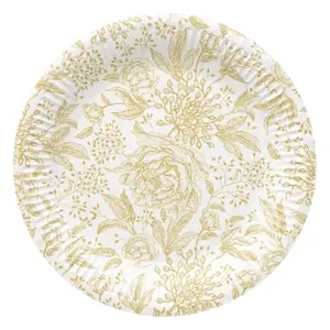 Paw Decor Collection Rose Peonies Paper Plates 23cm, 8 Pieces