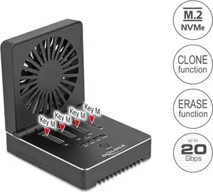 Delock 64352 USB 20 Gbps M.2 Docking Station for 4 x M.2 NVMe PCIe SSD with Clone and Erase Function