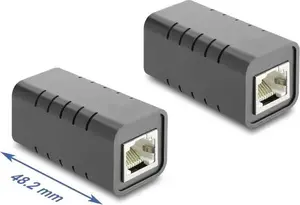 Соединитель Delock RJ45 гнездо-гнездо Cat.6A экранированный черный