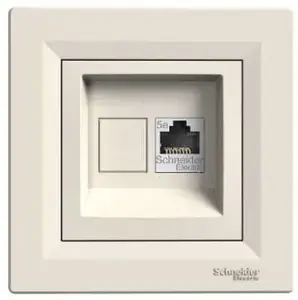 Schneider Electric Asfora RJ45 5e kategorijas datortīkla kontaktligzda, krēmkrāsas