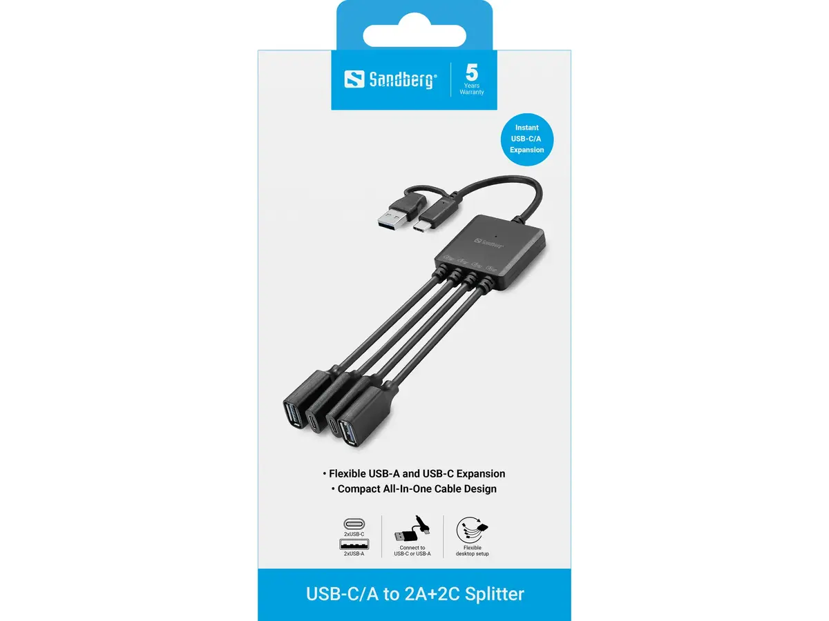 Разветвитель Sandberg USB-C/A на 2A+2C Photo 3