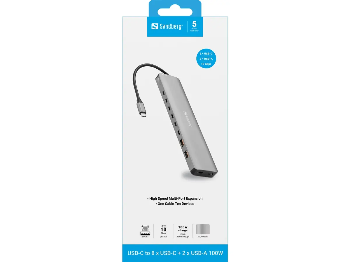 Док-станция Sandberg USB-C 136-80 с 10 портами Photo 4