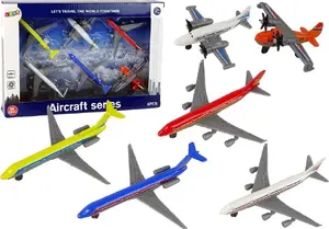 LEANToys Passenger Airplane Set, 6 Pieces, Assorted Colors
