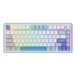 AULA F75 Mechanical Keyboard, EN Layout, White, Blue/Purple Switches