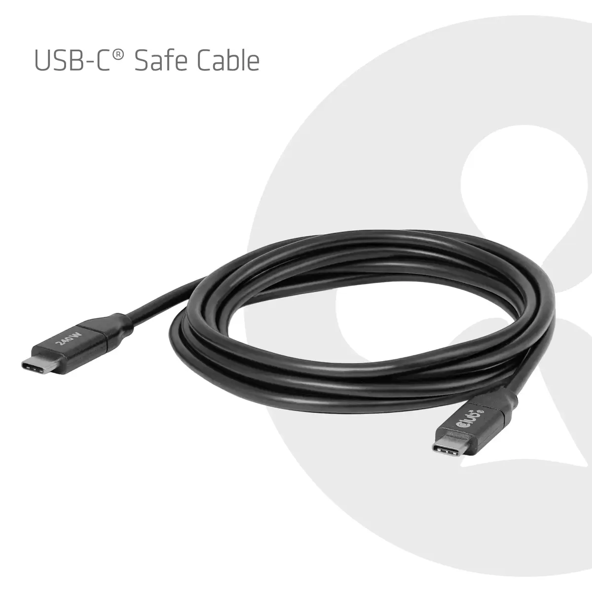 Кабель для зарядки Club 3D USB-C Safe 240 Вт 2 м Photo 2