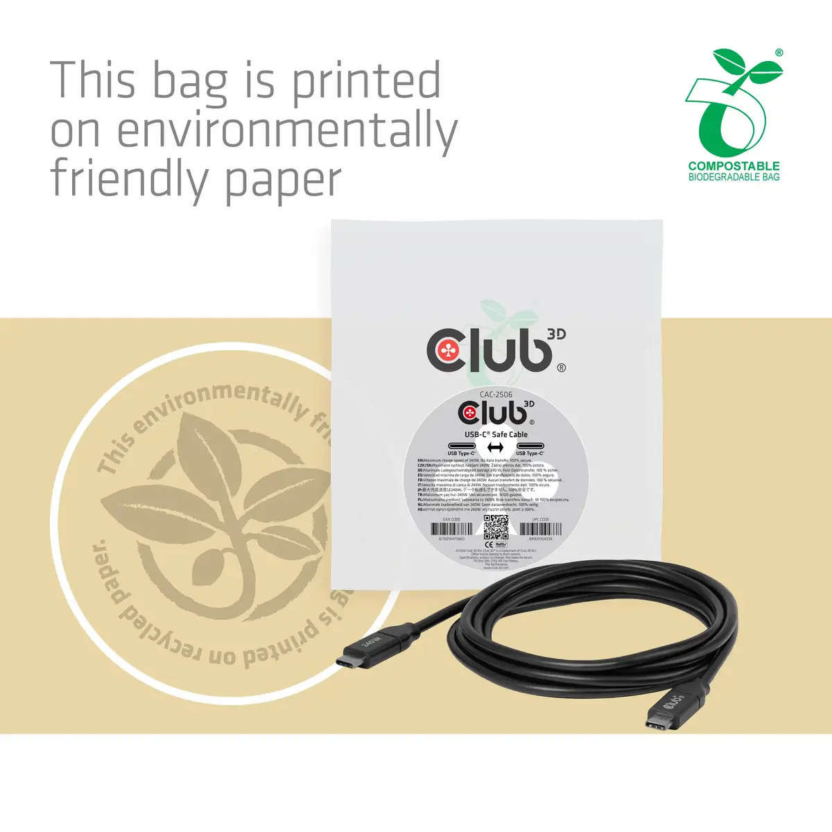 Кабель для зарядки Club 3D USB-C Safe 240 Вт 2 м Photo 7
