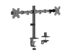 Equip Dual Monitor Desk Mount for 17"-32" Screens, Articulating, Clamp/Grommet, VESA 75x75 to 100x100, Black
