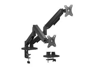 Equip Dual Monitor Desk Mount for 17"-32" Screens, Clamp and Grommet, VESA 100x100, Black