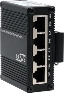 Exsys EX-62021PoE-P 5-portu industriālais gigabitu mikro slēdzis ar PoE Pass-Through, nevadāms