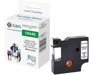 G&G 21680 uzlīmju printera lente, 19 mm x 5.5 m, melna uz balta