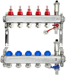 TiA Inox 8-Way Stainless Steel Manifold with Thermostatic Valves, Flow Meters, and 16x2 mm Pipe Connectors