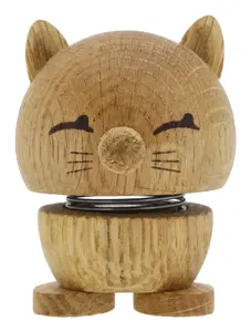 Hoptimist Cat 28746 Collectible Figure in Oak Wood