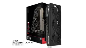 Видеокарта XFX Swift Radeon RX 9070 GRE, 12 ГБ GDDR6, 3072 потоковых процессора, активное охлаждение с тремя вентиляторами