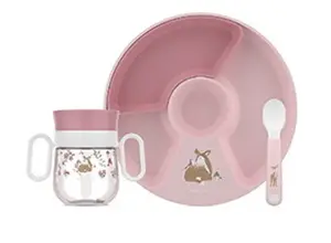Mepal Baby Dinnerware Set Mio 3 pcs Fairy Garden Pink Polypropylene Silicone 6 months