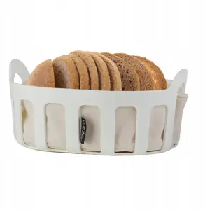 Vialli Design Livio Bread Basket with Cotton Liner White
