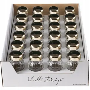 Vialli Design Vilagio Spice Jar Set with Display, 24 Pieces, Gold