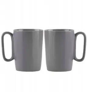 Vialli Design Fuori Ceramic Mugs with Handle, 250 ml, Grey, Set of 2