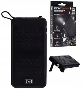 T'nB Xtremwork 10000mAh 10W Power Bank with USB-A, USB-C and Integrated Flashlight, IP67 Rated
