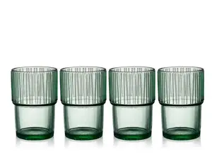 Bitz 30676 Coffee Glasses, 380 ml, Green, 4 Pieces