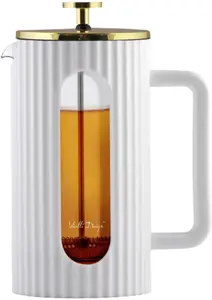 Vialli Design Livio Coffee and Tea Press 1000ml White/Gold