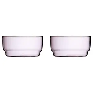 Lyngby Glas 32369 Dessert Bowl, 0.5 L, Round, Glass, Pink, 2 Pieces