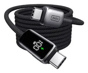 INIU USB-C uz USB-C kabelis ar digitālo displeju, 100W, 2m, melns