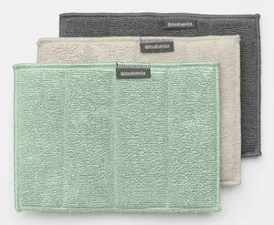 Brabantia 239182 Microfibre Cleaning Cloths, 3-Piece Set, Multicolour