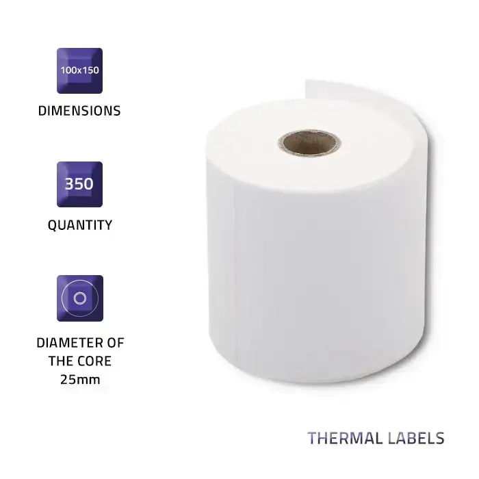 Qoltec Direct Thermal Labels 100 x 150 mm - 350 Labels Photo 2