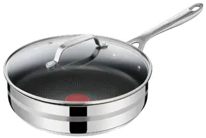 Tefal Jamie Oliver Cook Smart Stainless Steel Saute Pan with Glass Lid 25cm