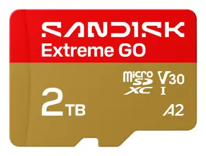 Карта памяти SanDisk Extreme GO 2 ТБ MicroSDXC UHS-I, скорость чтения 240 МБ/с, записи 150 МБ/с, V30